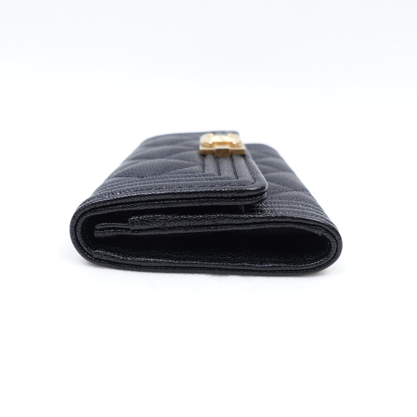 Pre-owned Chanel Leboy Black Calfskin Short Wallet