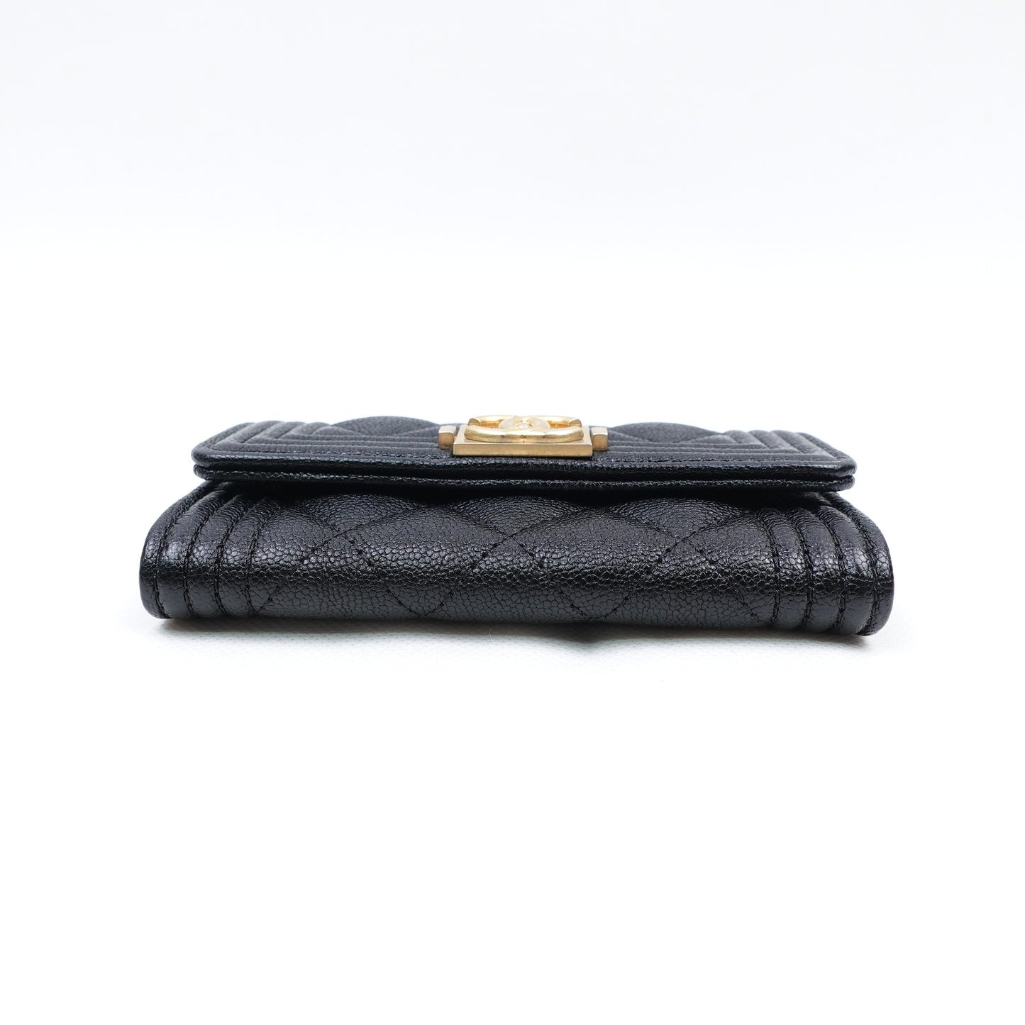 Pre-owned Chanel Leboy Black Calfskin Short Wallet