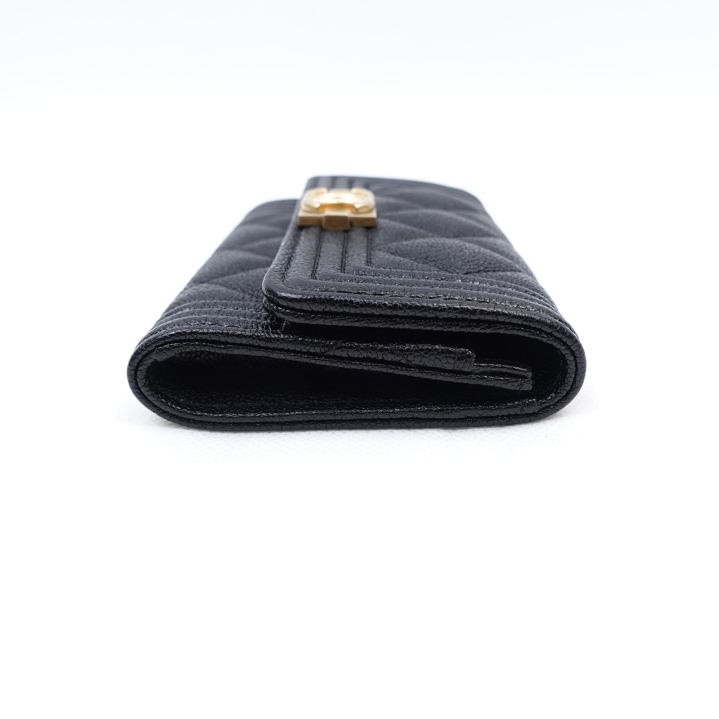 Pre-owned Chanel Leboy Black Calfskin Short Wallet