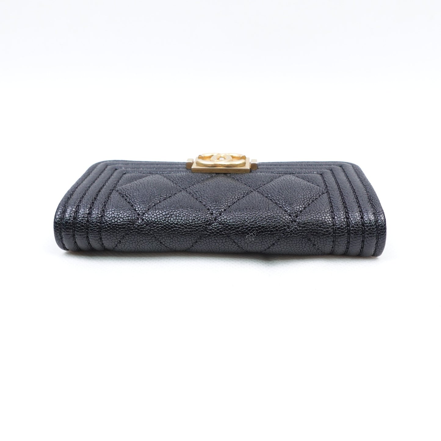 Pre-owned Chanel Leboy Black Calfskin Short Wallet