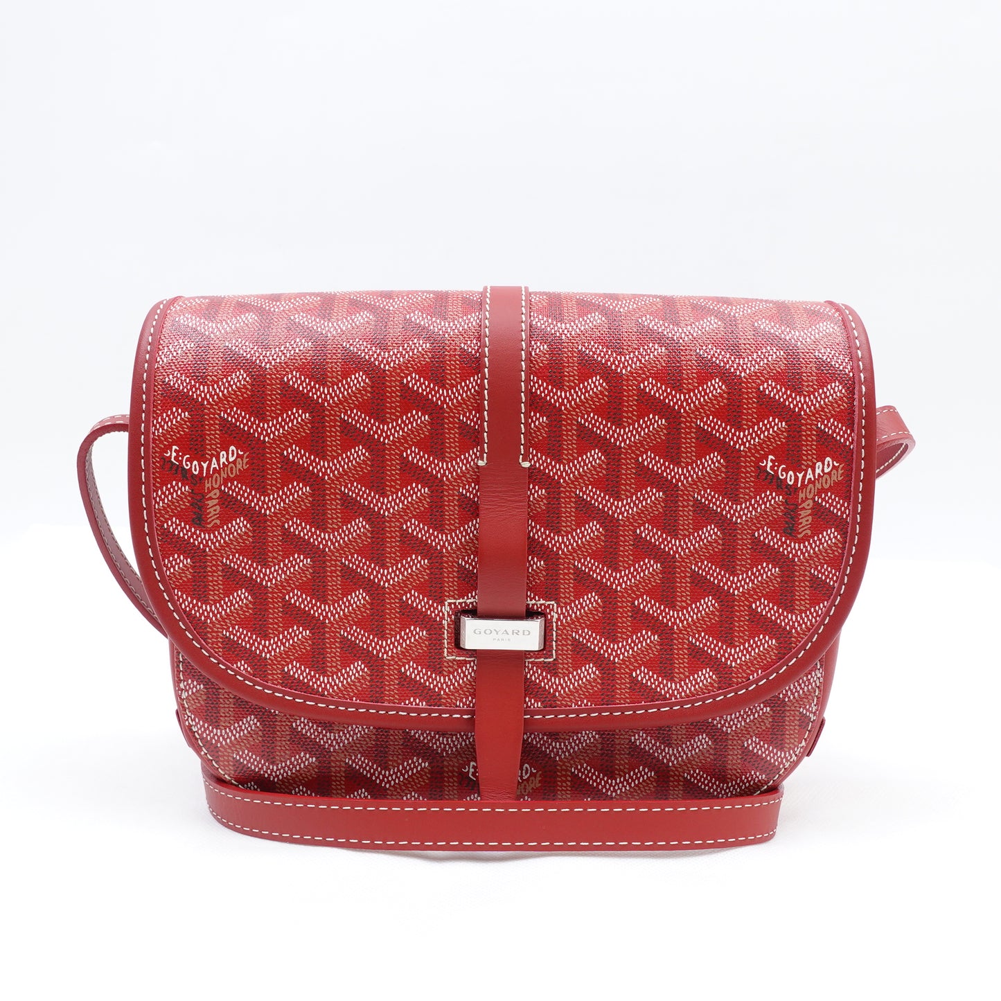 Pre-Owned Goyard Sac Belvedere Red Coated Canvas Shoulder Bag