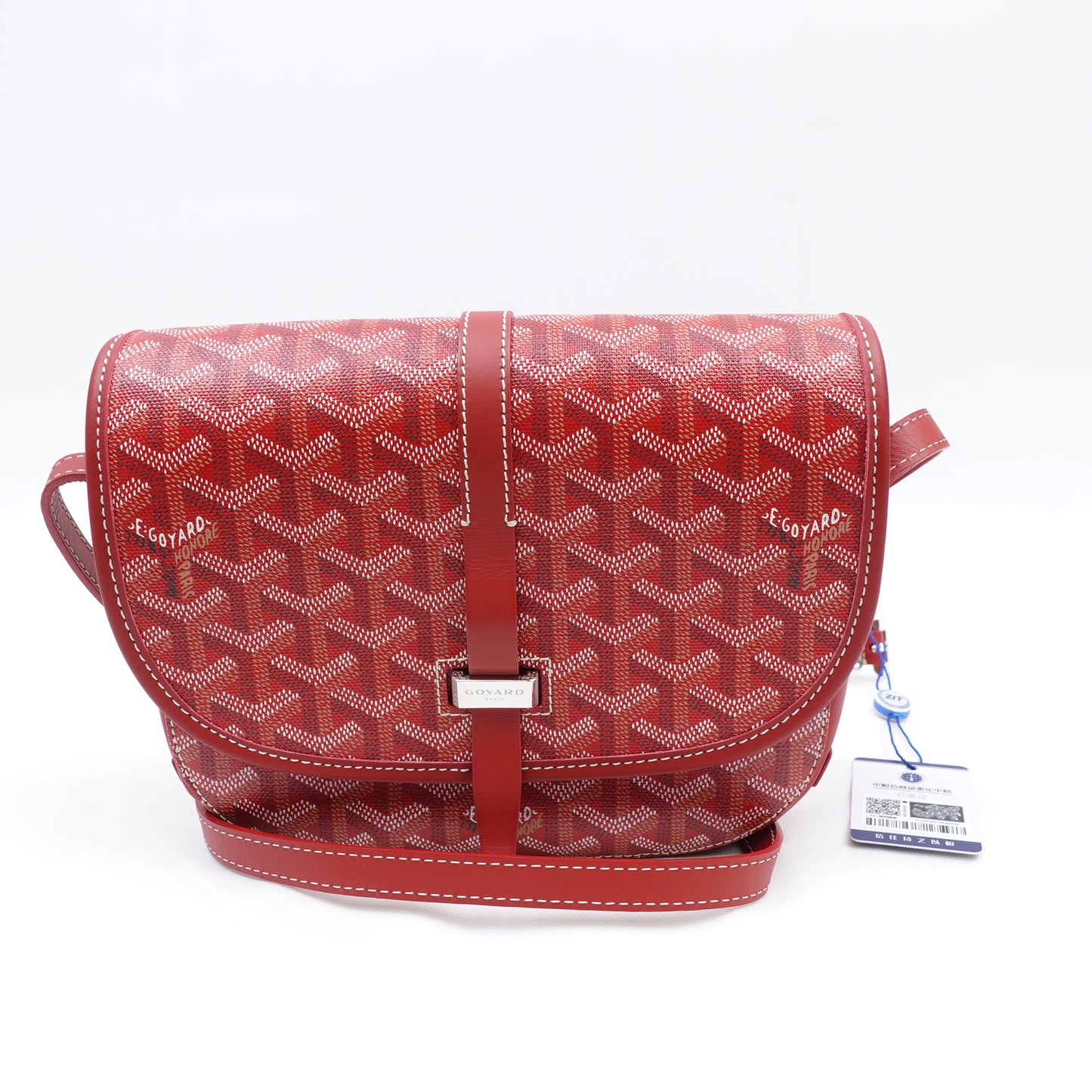 Pre-Owned Goyard Sac Belvedere Red Coated Canvas Shoulder Bag