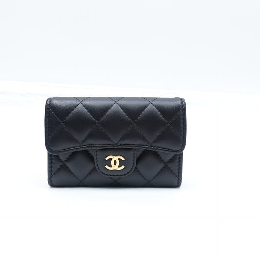 Pre-owned Chanel Classic Flap Black Sheepskin Wallet T10290197