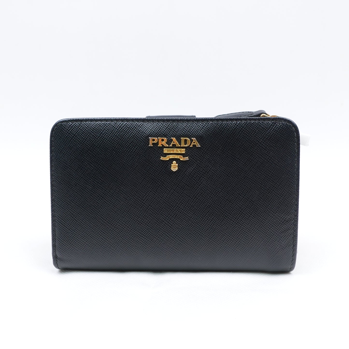 Pre-Owned Prada Black Calfskin Short Wallet