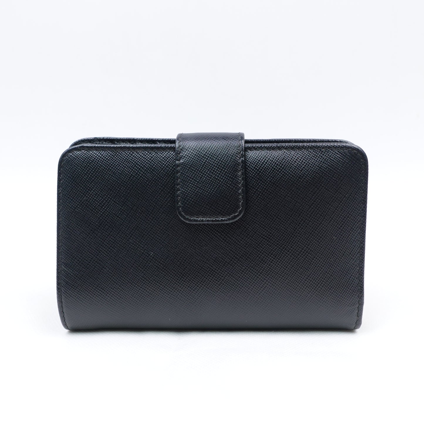 Pre-Owned Prada Black Calfskin Short Wallet