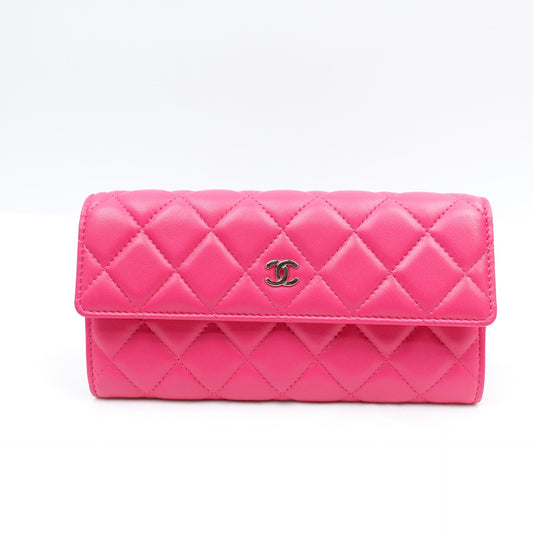Pre-owned Chanel Rose-Pink Lambskin Wallet