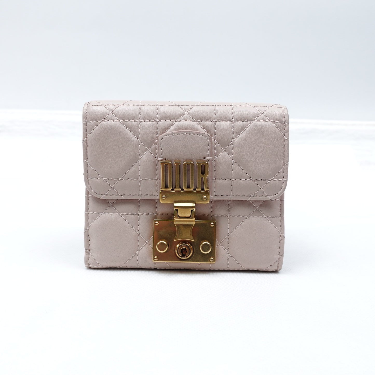 Pre-owned Dior Addict Pink Lambskin Short Wallet