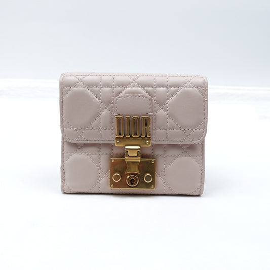 Pre-owned Dior Addict Pink Lambskin Short Wallet