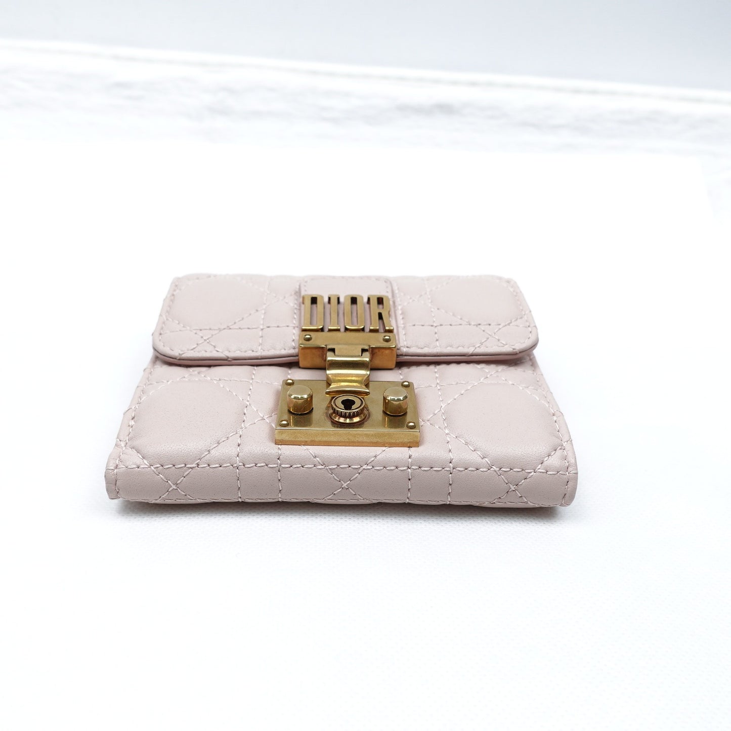 Pre-owned Dior Addict Pink Lambskin Short Wallet