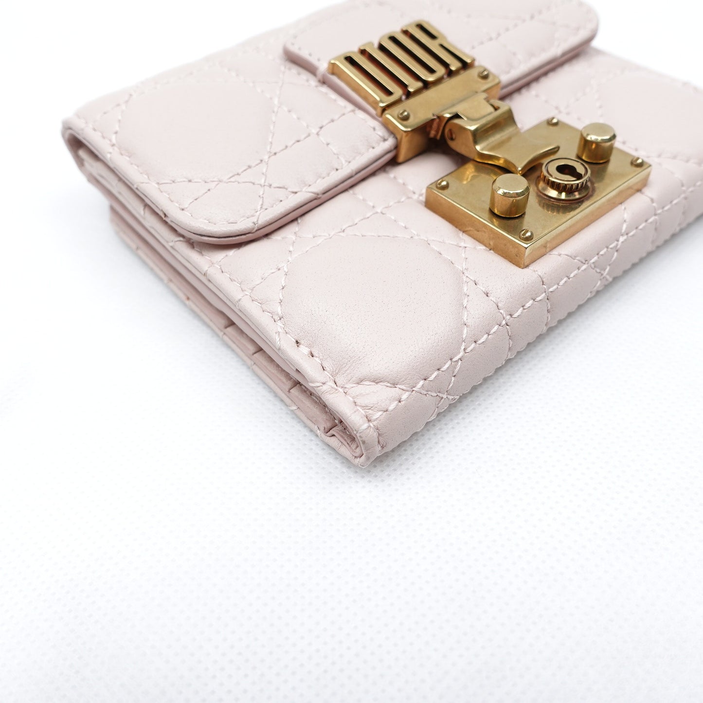 Pre-owned Dior Addict Pink Lambskin Short Wallet