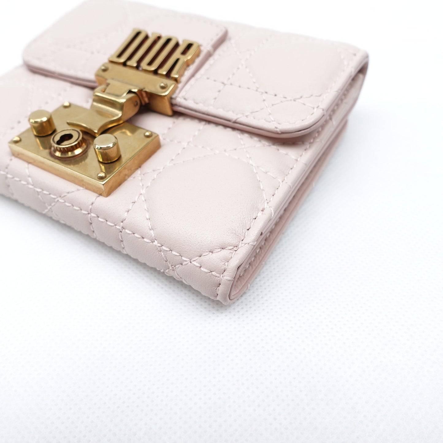 Pre-owned Dior Addict Pink Lambskin Short Wallet