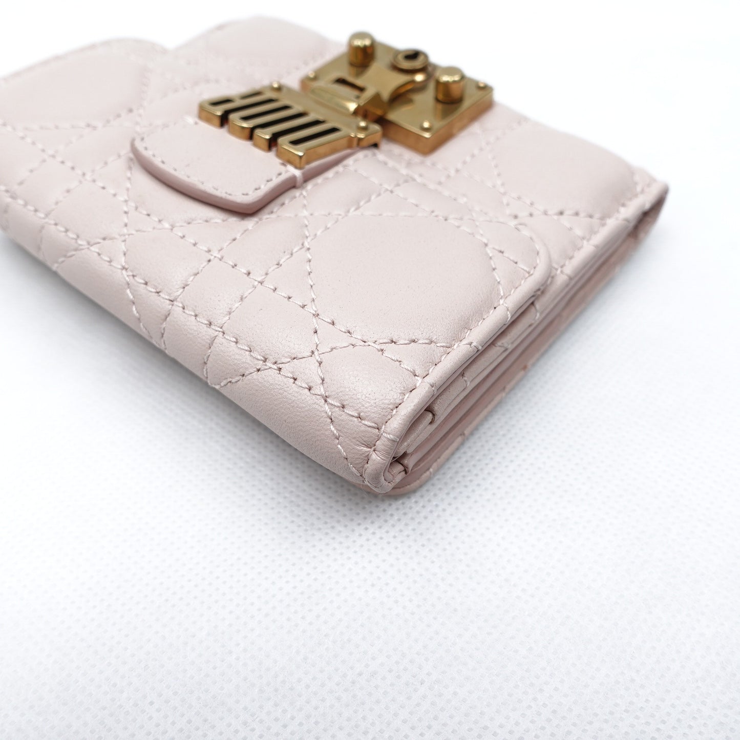 Pre-owned Dior Addict Pink Lambskin Short Wallet