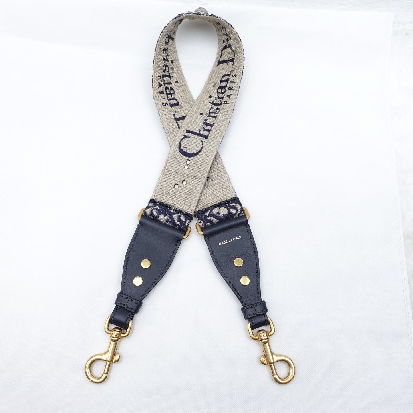 Pre-owned Dior Blue Oblique Embroidery Canvas&Leather  Belt