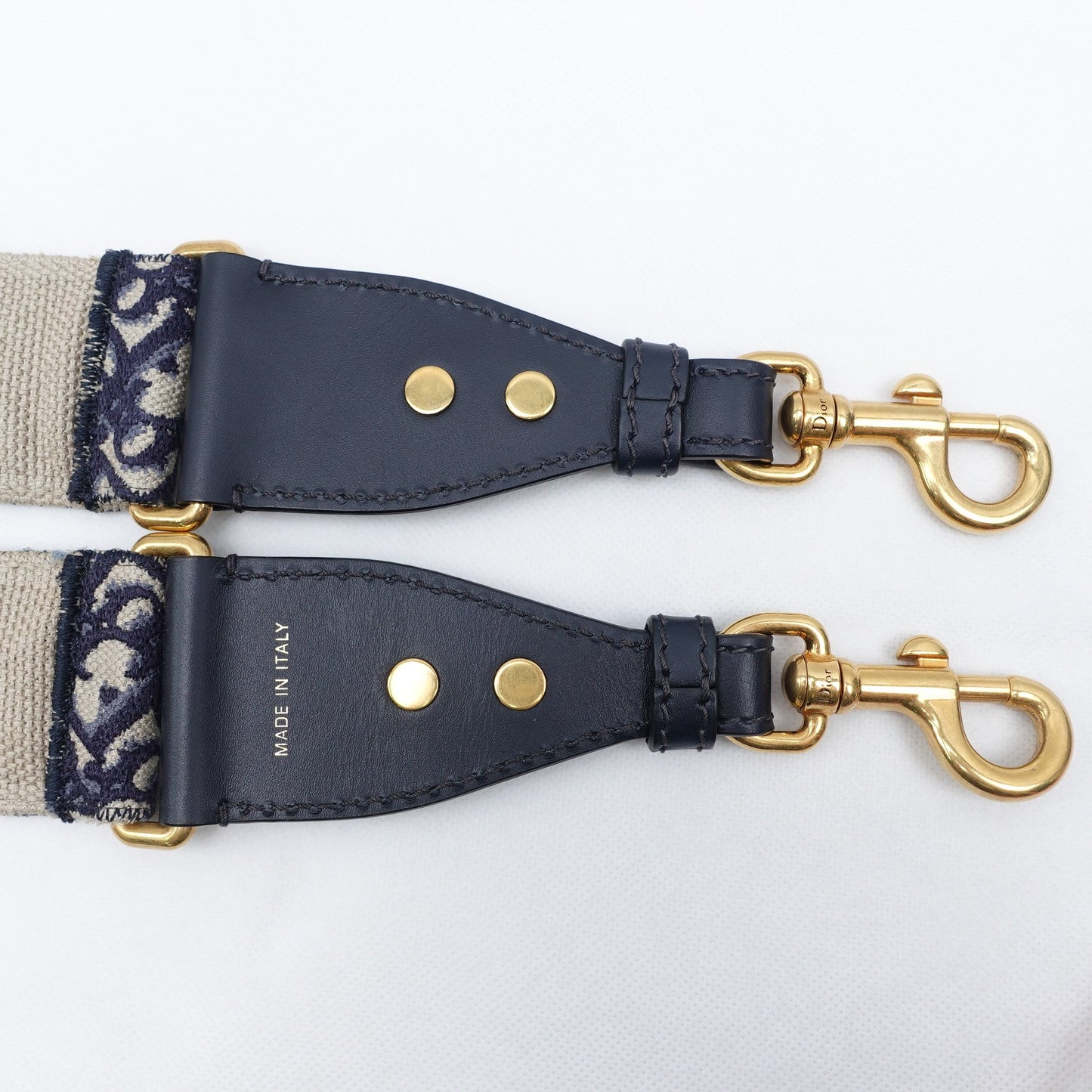 Pre-owned Dior Blue Oblique Embroidery Canvas&Leather  Belt