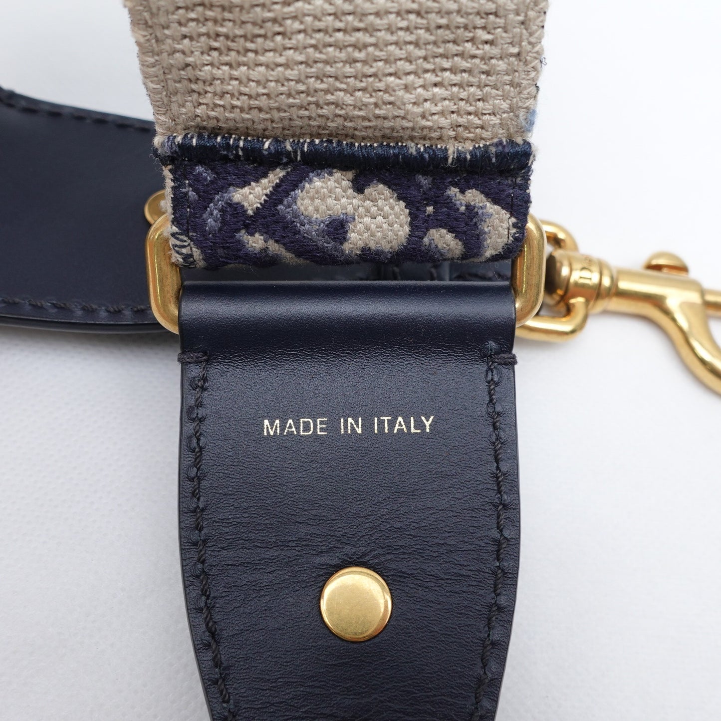Pre-owned Dior Blue Oblique Embroidery Canvas&Leather  Belt