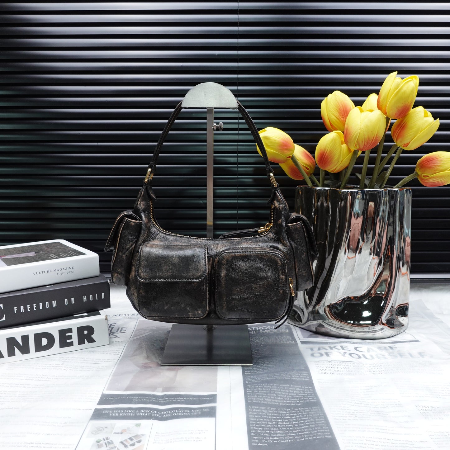 Pre owned MiuMiu Brown Pocket Calfskin Shoulder Bag