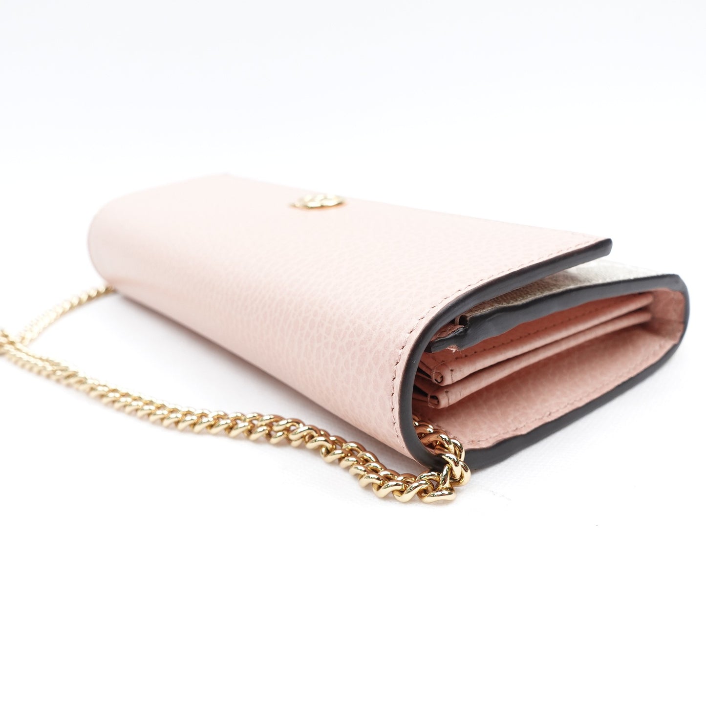 Pre-owned Gucci GG Marmont Pink Calfskin&Coated Canvas Shoulde Bag