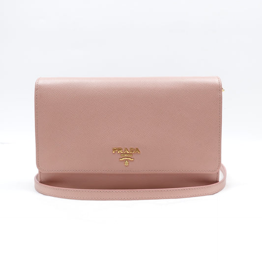 Pre-owned Prada Safiano WOC Pink Calfskin Shoulder Bag