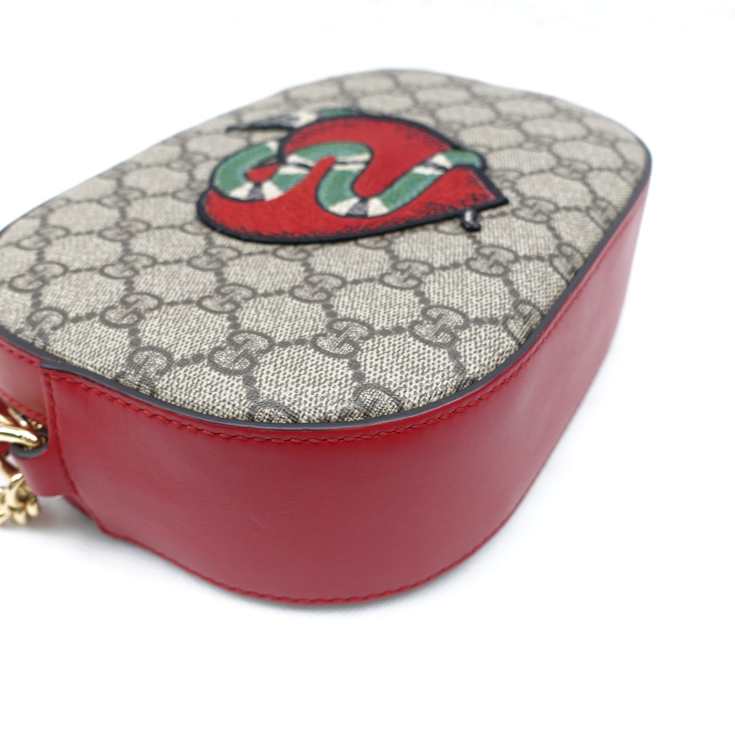 Pre-owned Gucci Monogram&Red Coated Canvas Camera Bag