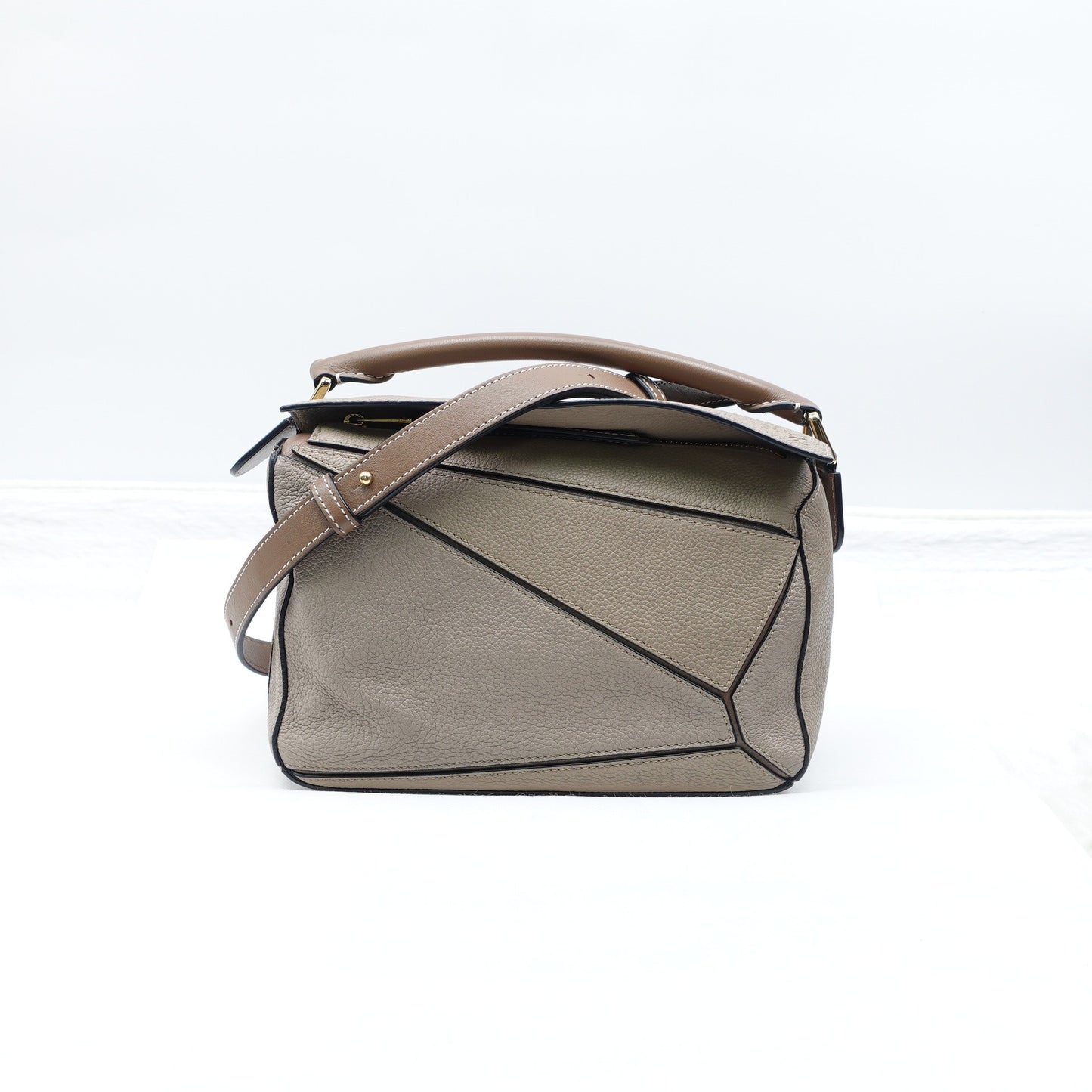 Pre-owned Loewe Puzzle Small Grey Calfskin Shoulder Bag