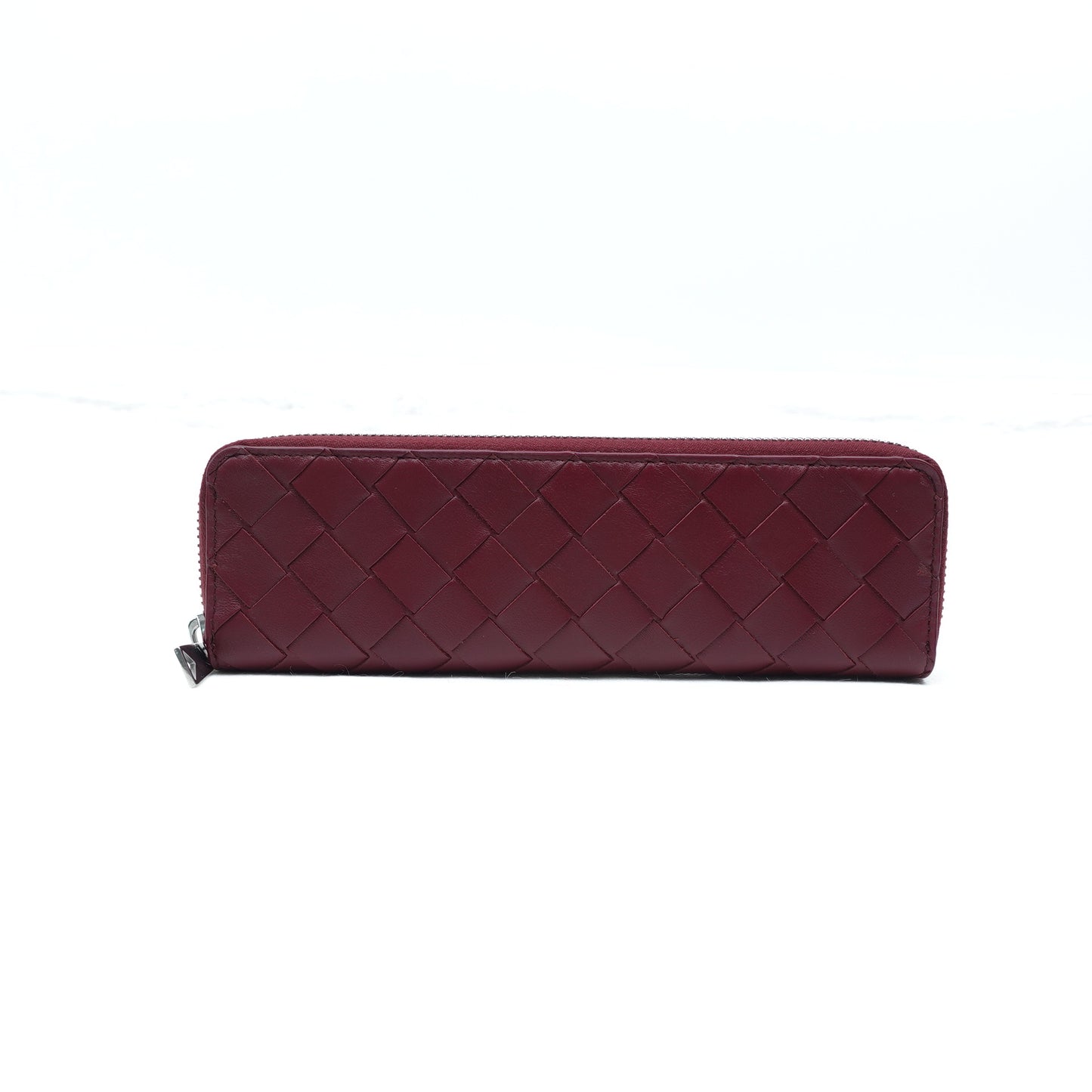 Pre-owned Bottega Veneta intrecciato Burgundy Calfskin Pen Bag