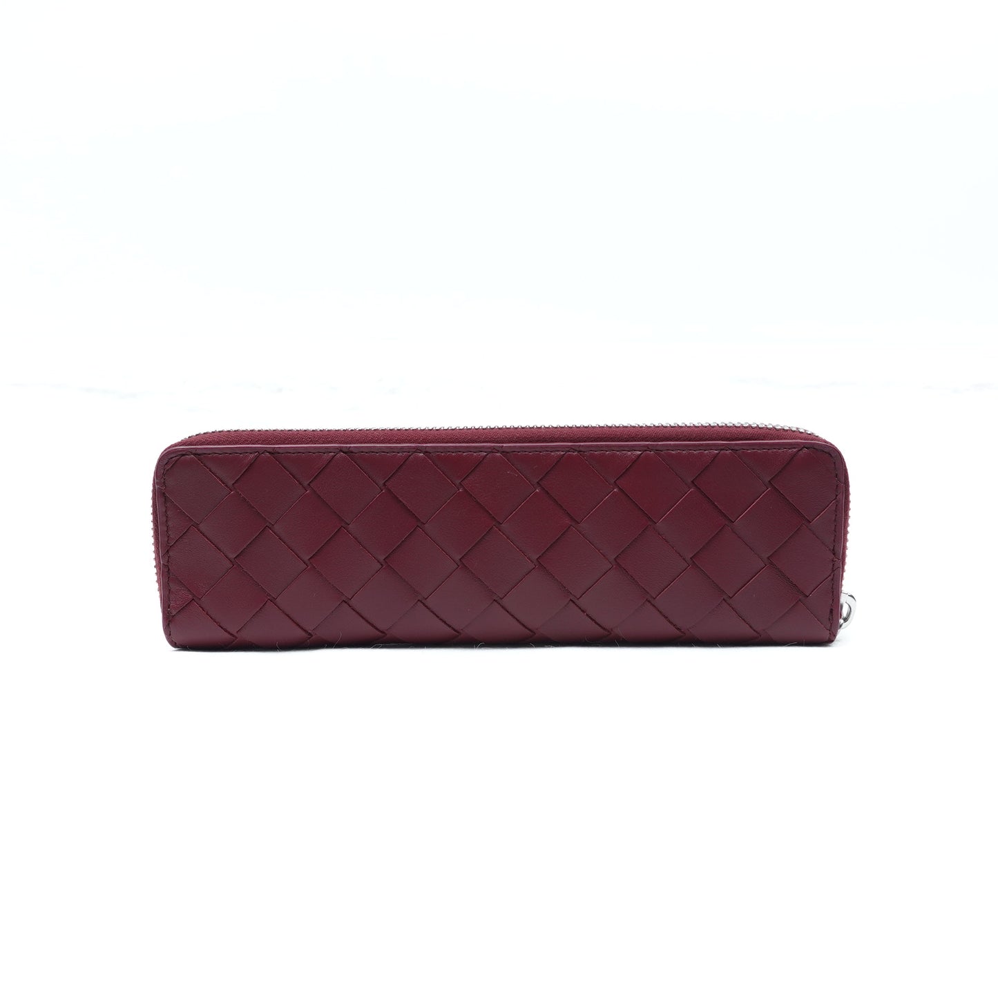 Pre-owned Bottega Veneta intrecciato Burgundy Calfskin Pen Bag