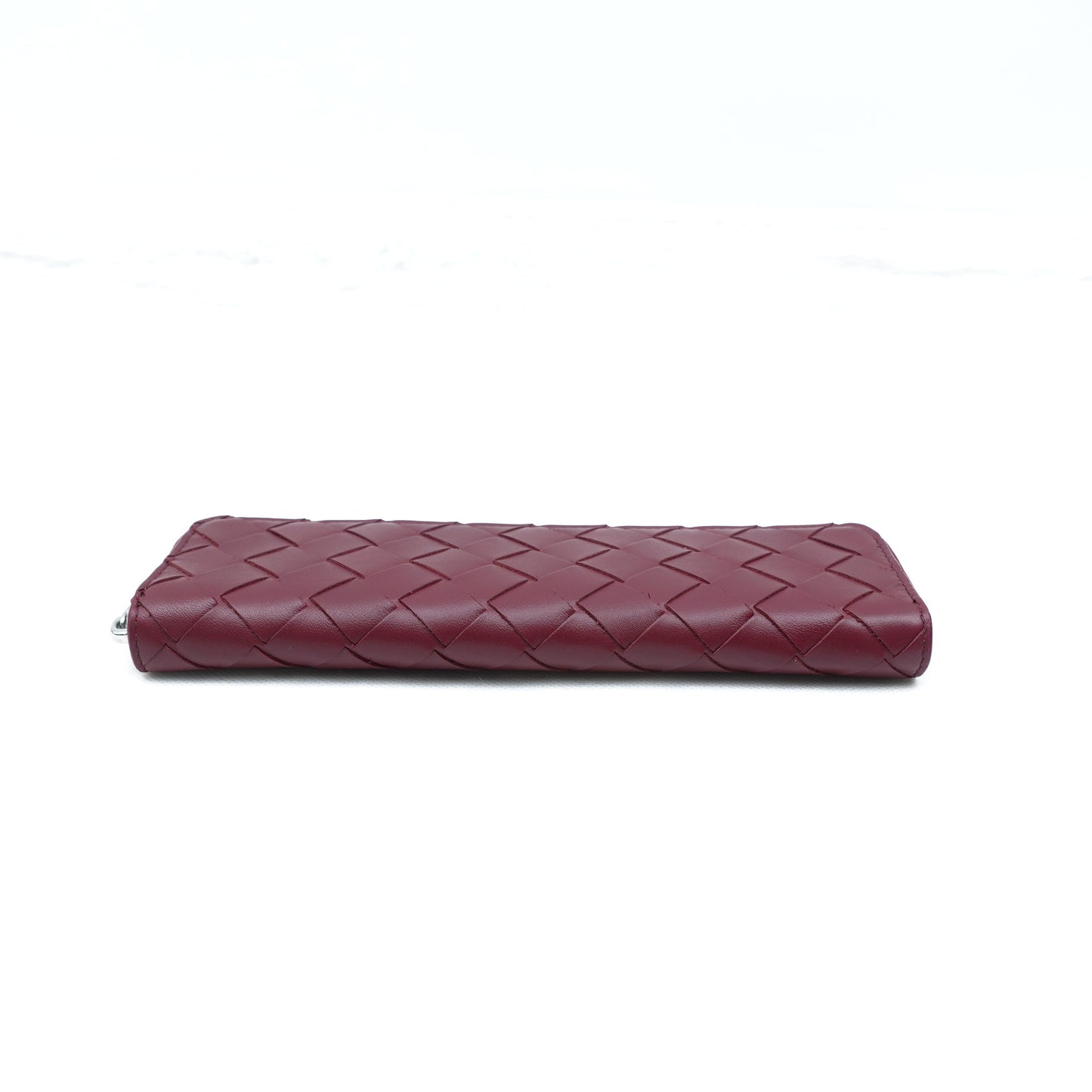 Pre-owned Bottega Veneta intrecciato Burgundy Calfskin Pen Bag