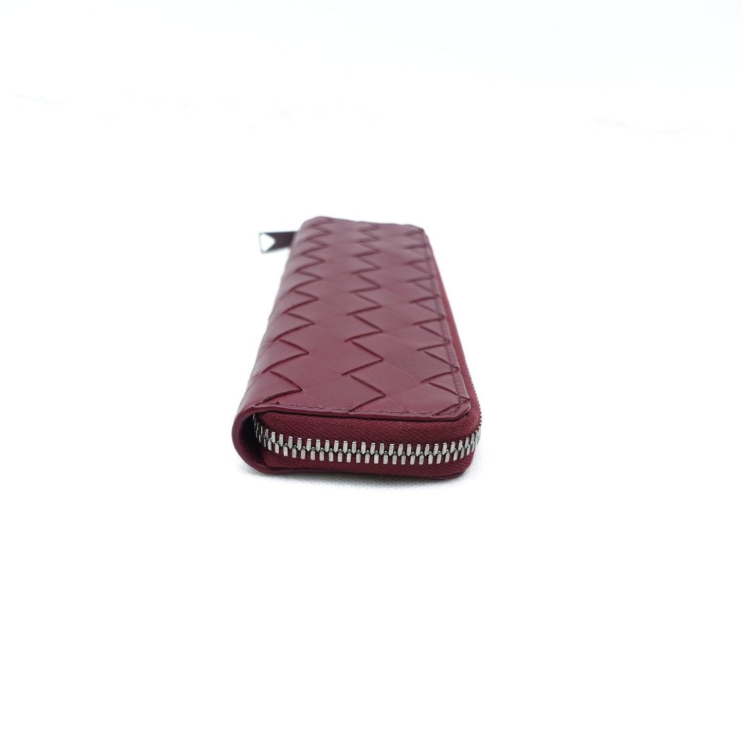 Pre-owned Bottega Veneta intrecciato Burgundy Calfskin Pen Bag