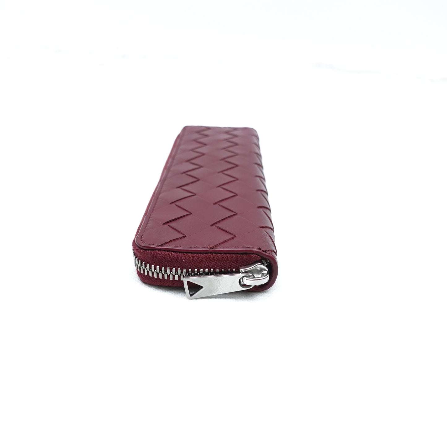 Pre-owned Bottega Veneta intrecciato Burgundy Calfskin Pen Bag