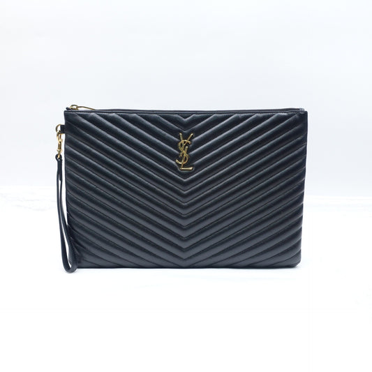 Pre-owned Saint Laurent Le Cassandre Black Calfskin Hand Bag T10294185