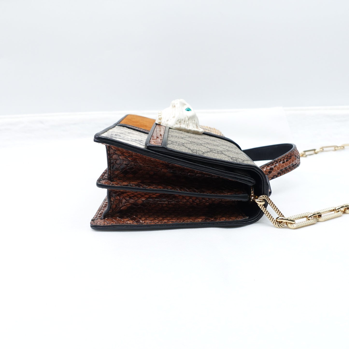 Pre-owned GUCCI Patchwork Brown Coated Canvas Shoulder Bag