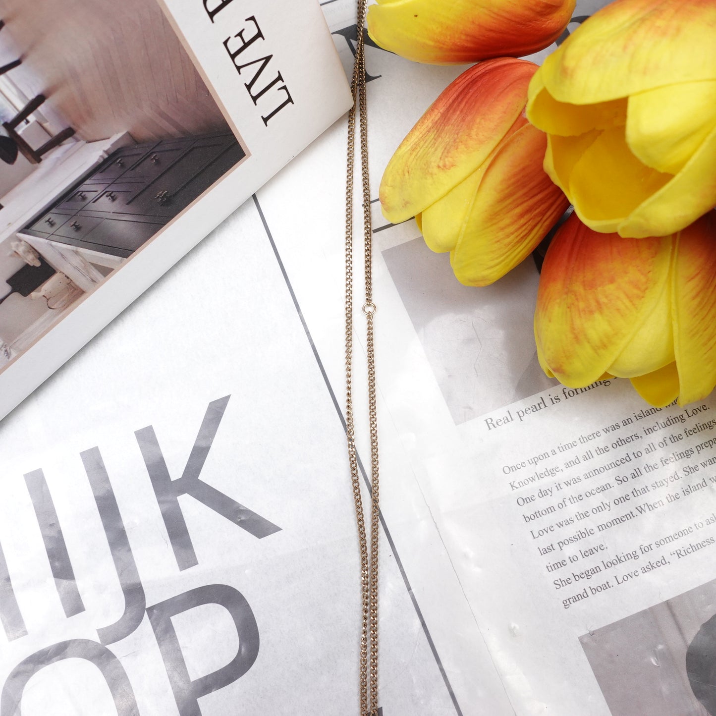 Pre-Owned Chanel Gold-tone Flower Diamond&Pearl Necklace