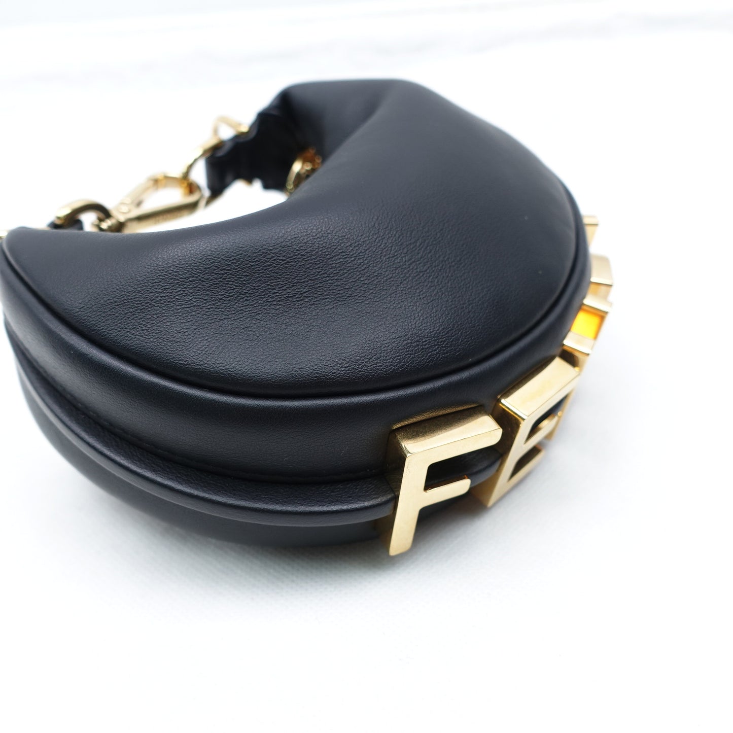 Pre-Owned Fendi Graphy Mini Black Calfskin Hand Bag