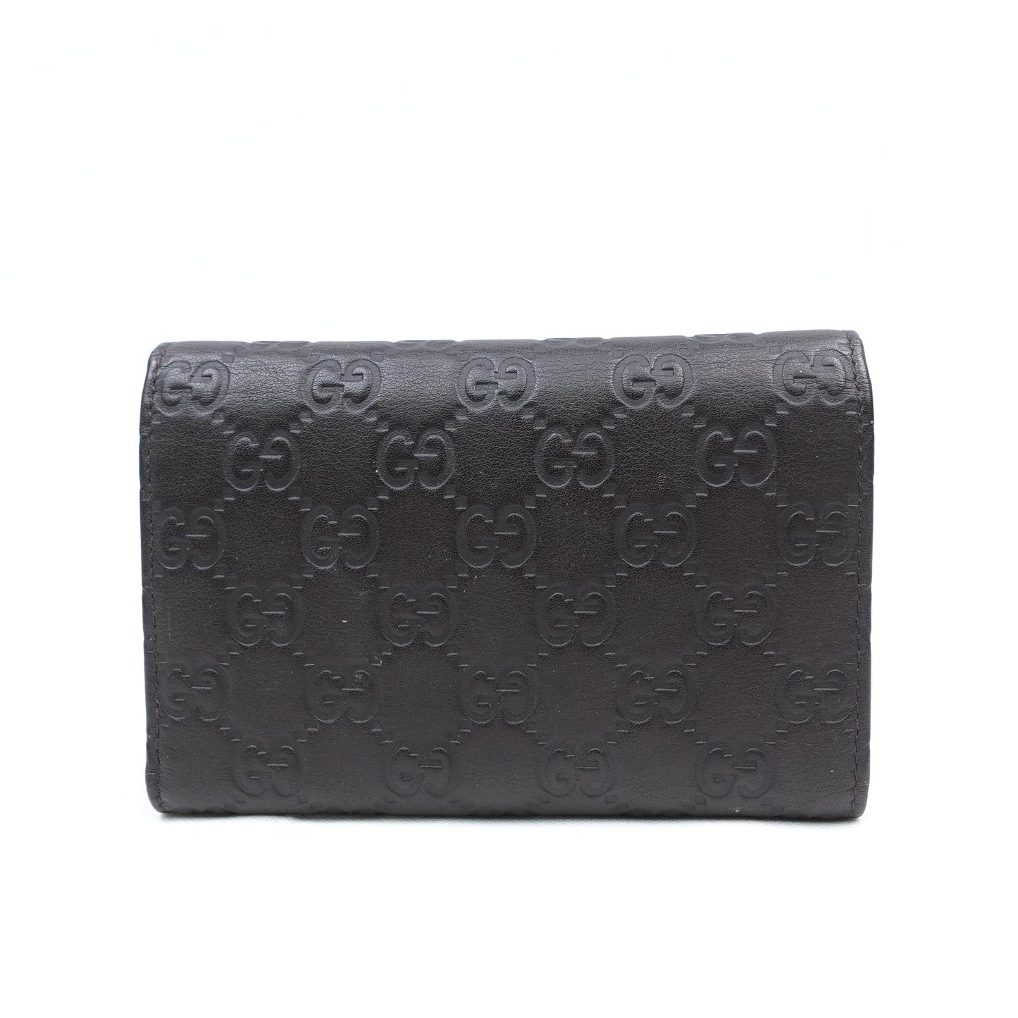Pre-owned Gucci Black Inprint Calfskin Wallet