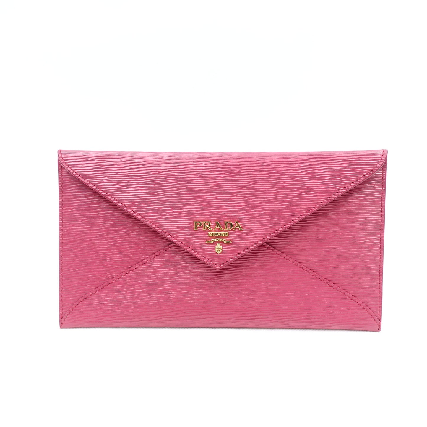 Pre-owned Prada Vitello Move Rose Pink Calfskin Long Envelop Wallet