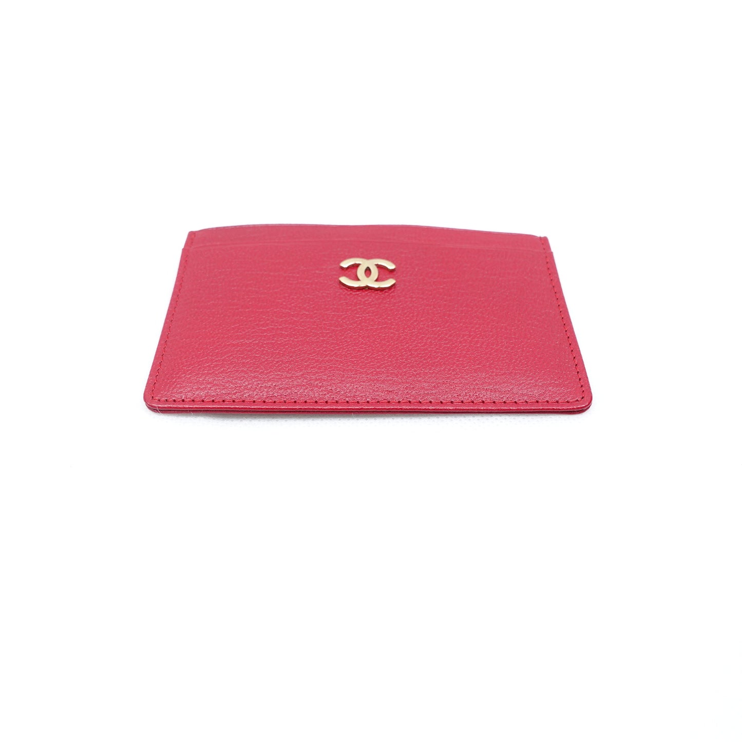 Pre-Owned Chanel Red Calfskin Card Holder