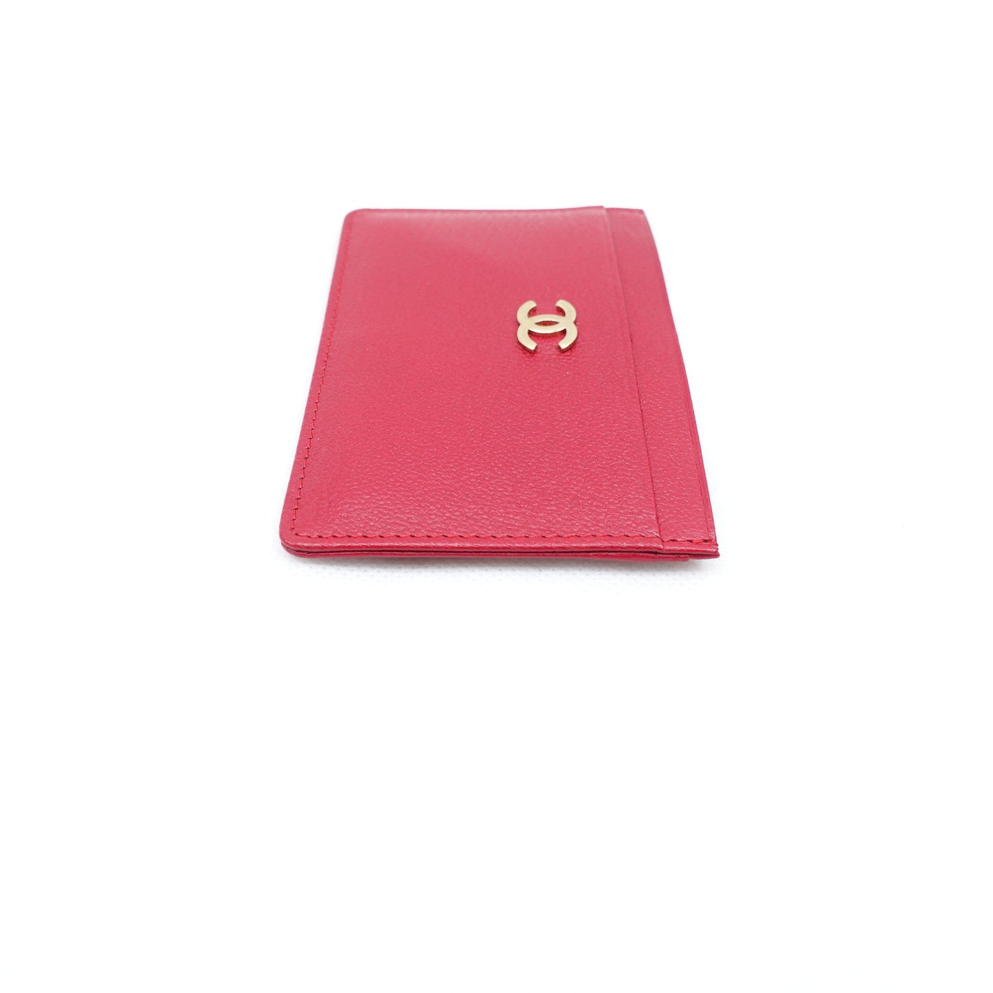 Pre-Owned Chanel Red Calfskin Card Holder
