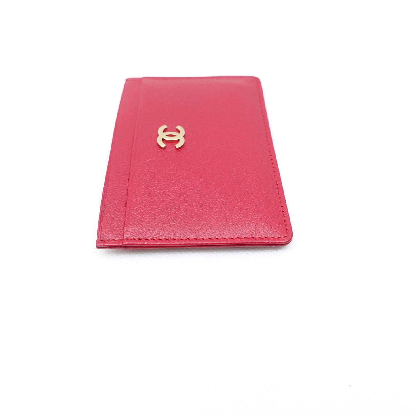 Pre-Owned Chanel Red Calfskin Card Holder