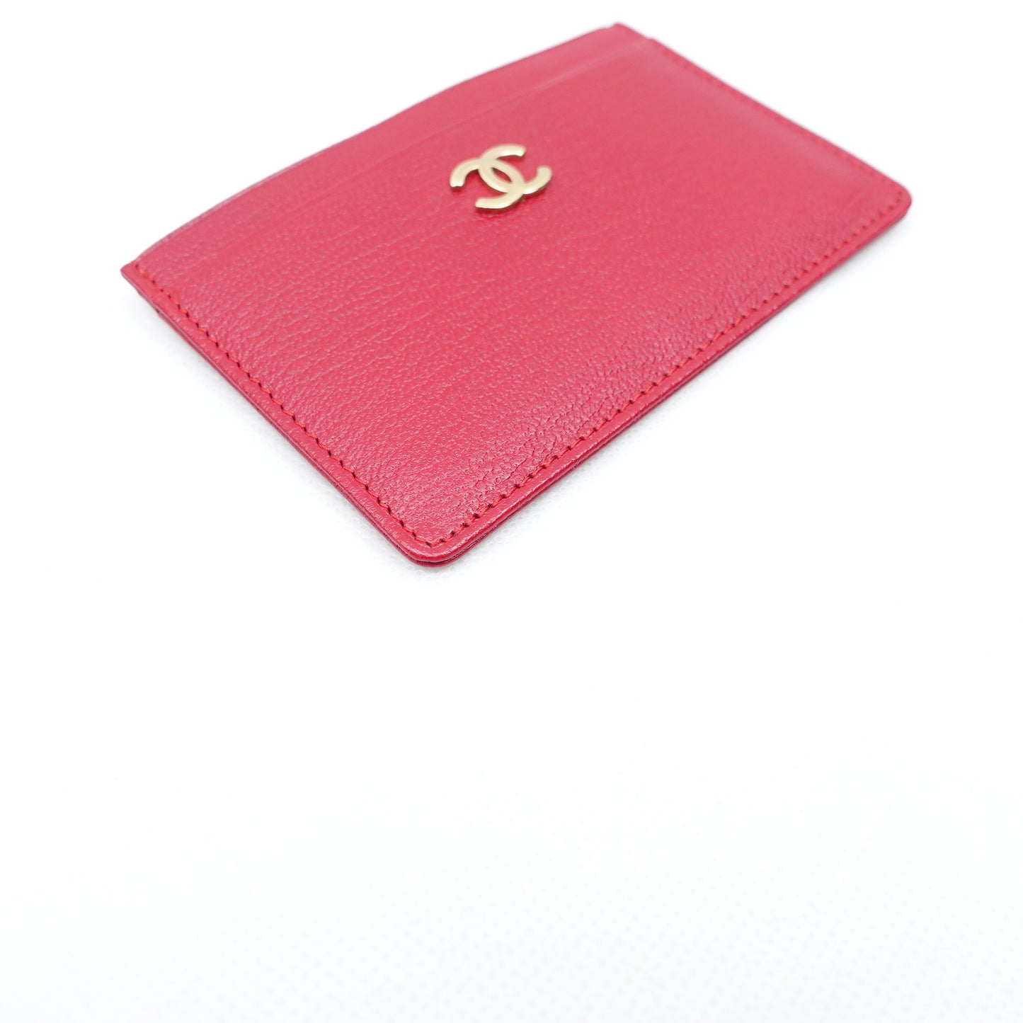 Pre-Owned Chanel Red Calfskin Card Holder