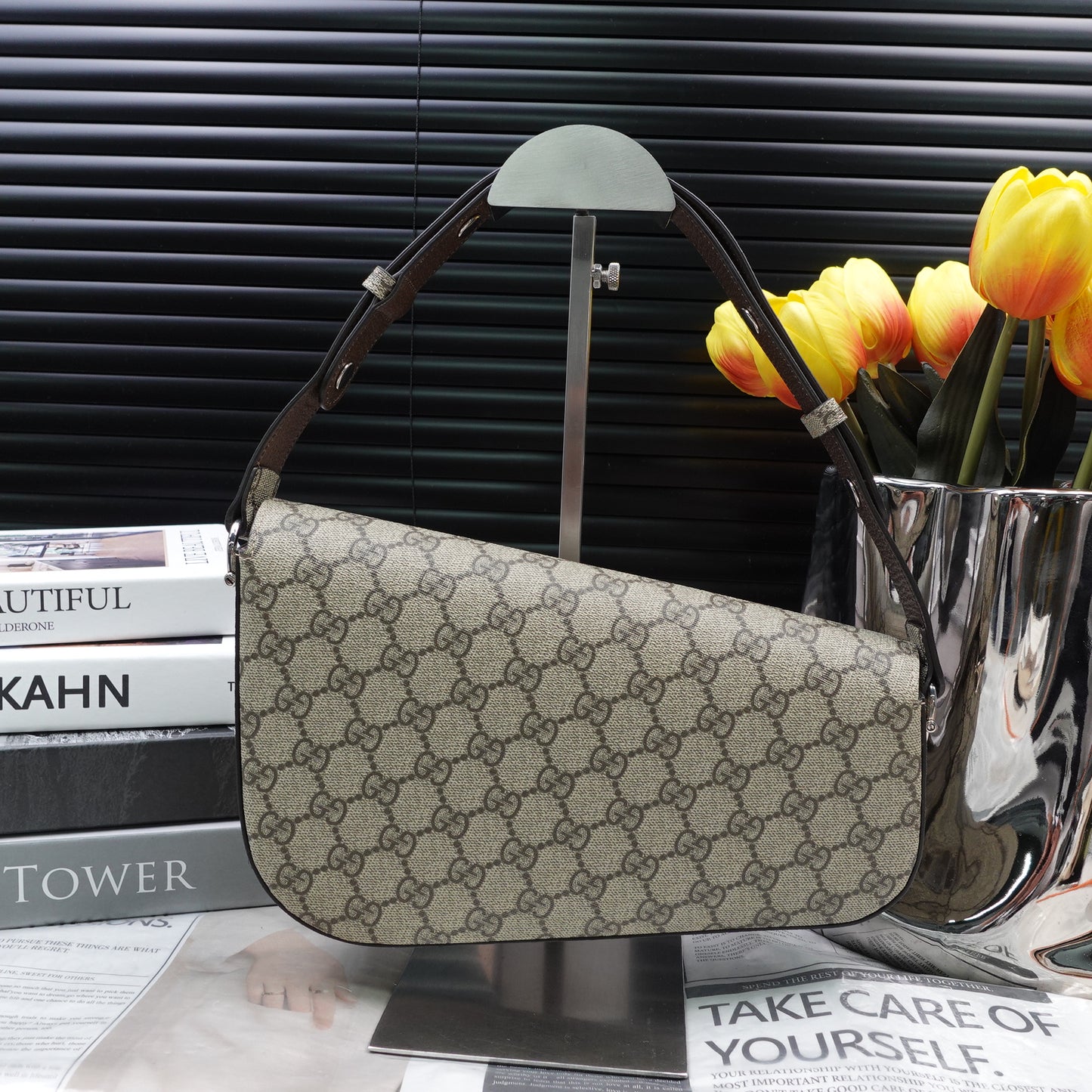 Pre-Owned Gucci Horsebit 1955 Monogram Coated Canvas Shoulder Bag