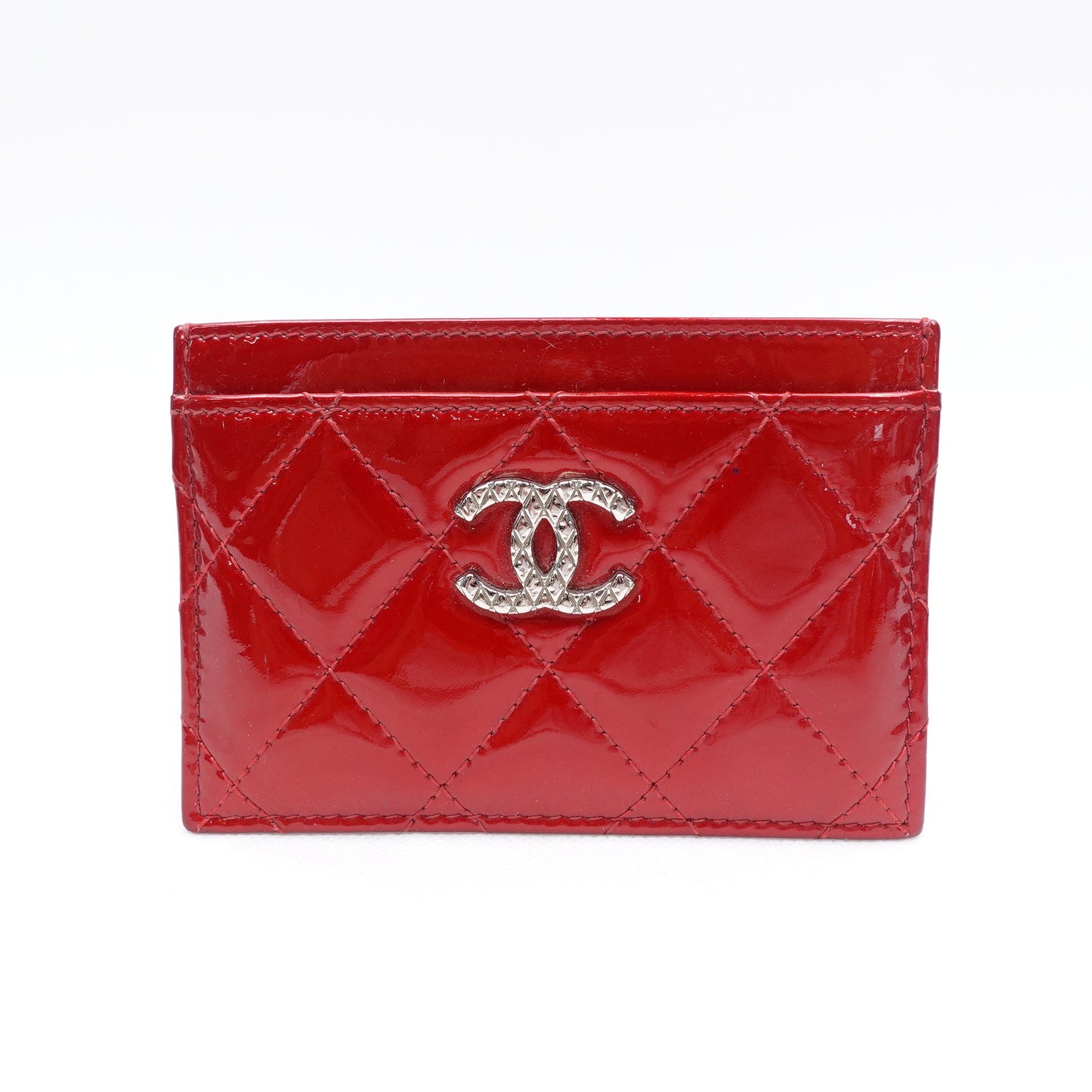 Pre-owned Chanel Red Patent Card Holder T10240579