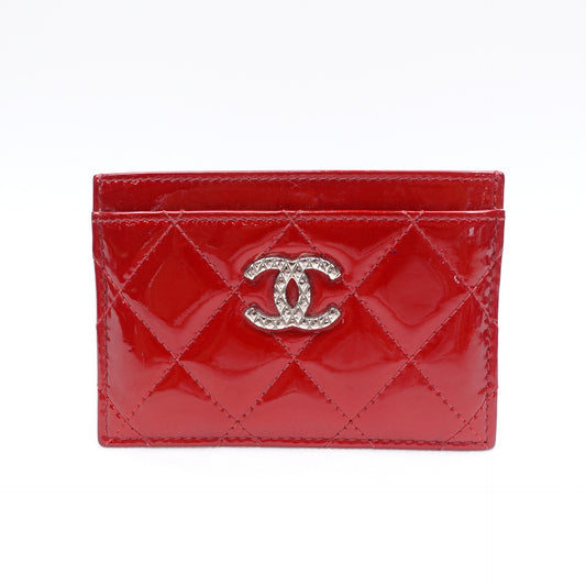 Pre-owned Chanel Red Patent Card Holder T10240579