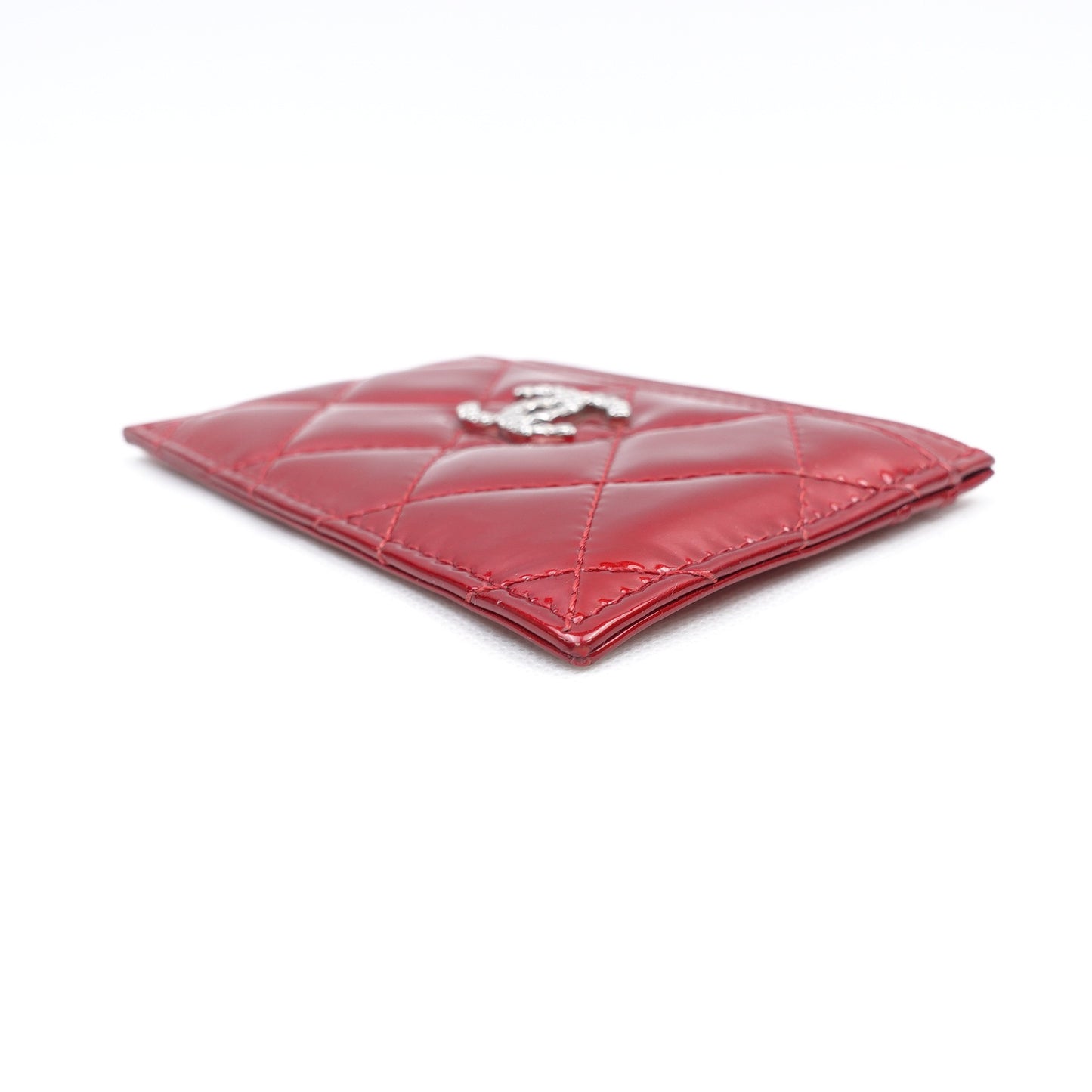 Pre-owned Chanel Red Patent Card Holder T10240579
