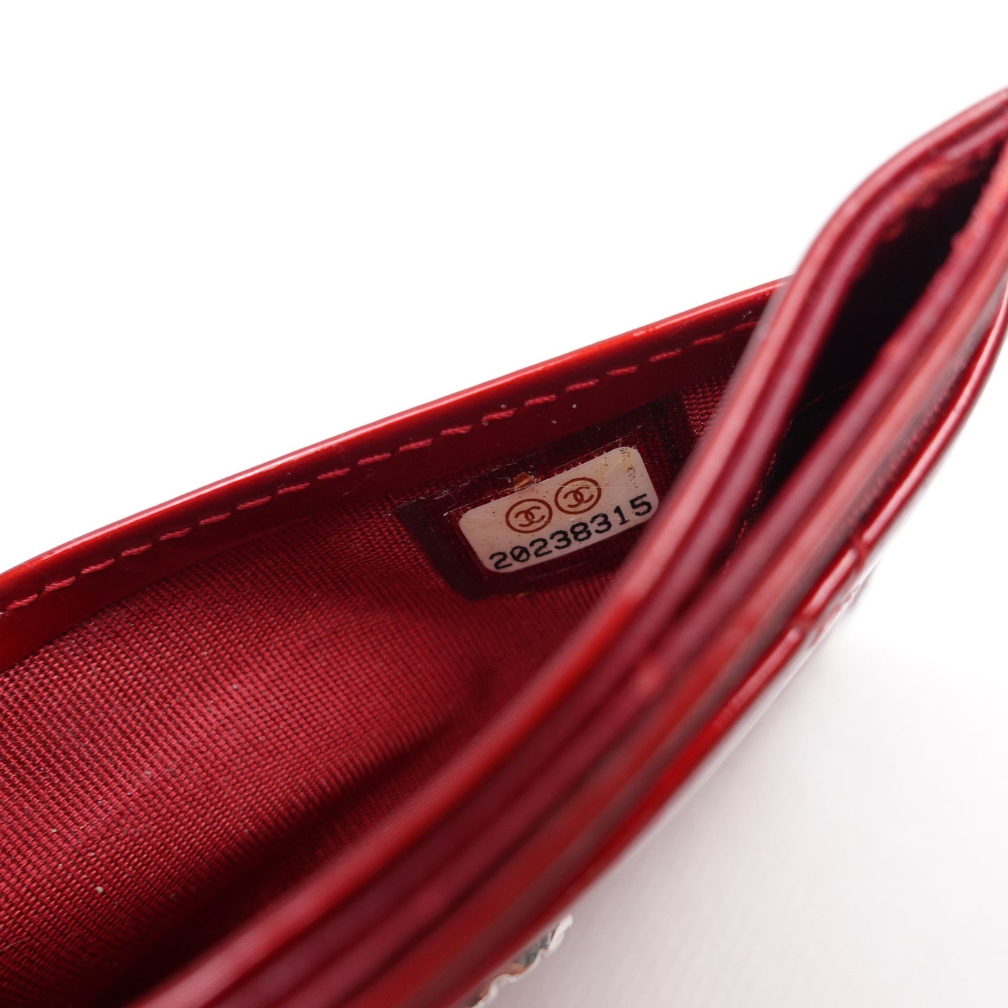 Pre-owned Chanel Red Patent Card Holder T10240579