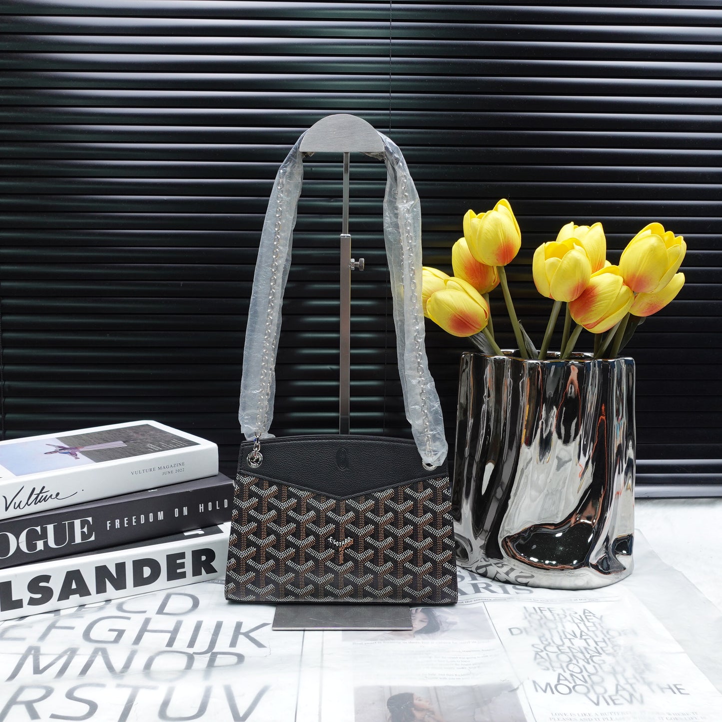 Pre-Owned Goyard Rouette Monogram Calfskin&Coated Canvas Shoulder Bag