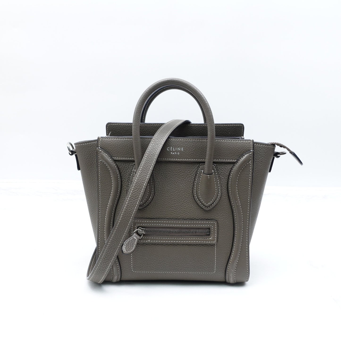 Pre-owned Celine Luggage Nano Grey Calfskin Tote Bag