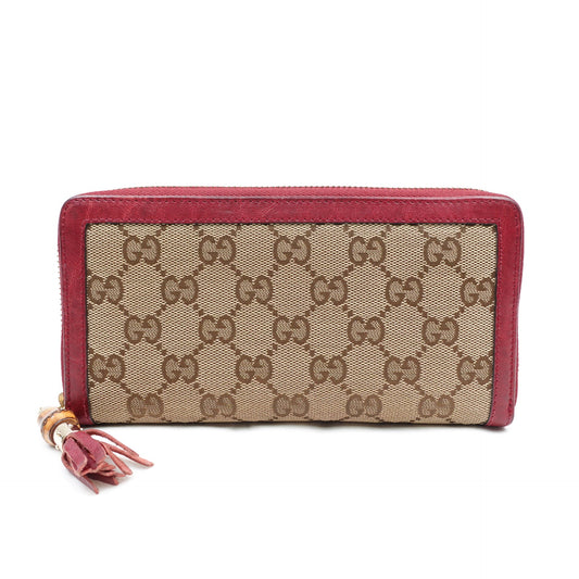 Pre-owned Gucci Monogram&Red Canvas Long Wallet