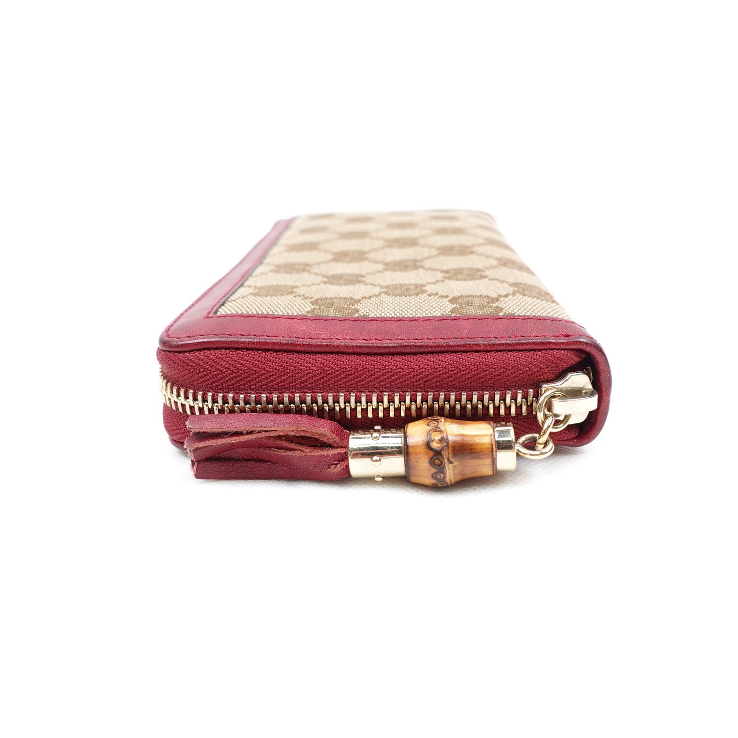 Pre-owned Gucci Monogram&Red Canvas Long Wallet