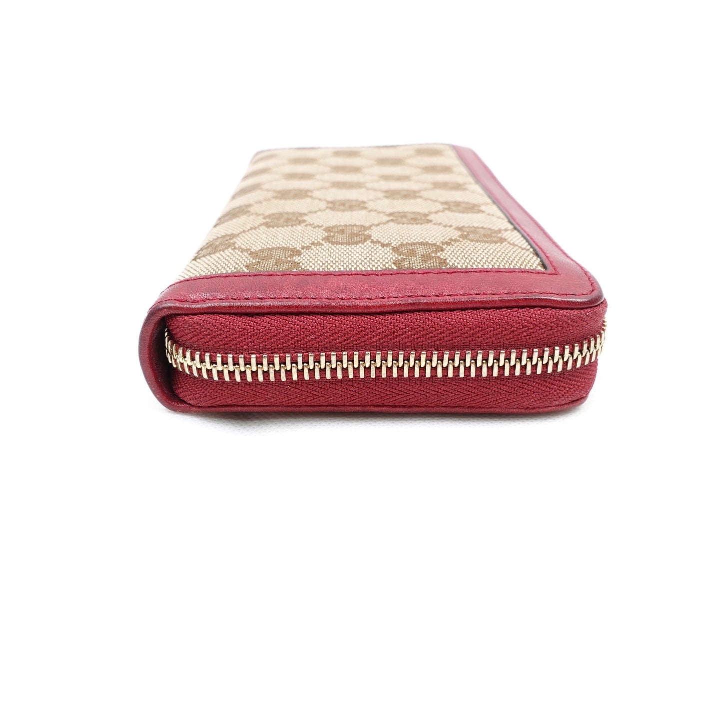 Pre-owned Gucci Monogram&Red Canvas Long Wallet