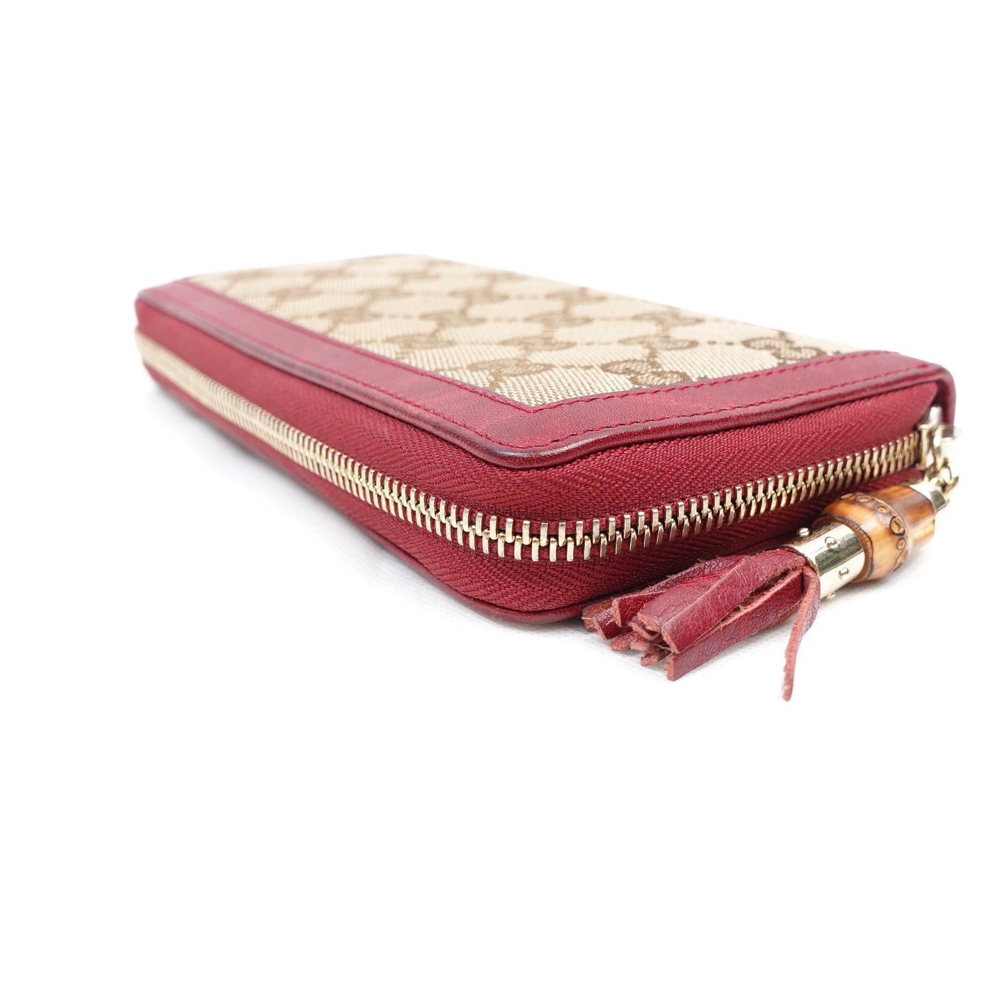 Pre-owned Gucci Monogram&Red Canvas Long Wallet
